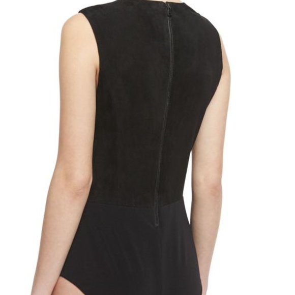 ALICE + OLIVIA Wanda Black Genuine Suede bodysuit - Picture 2 of 4